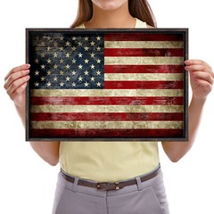Framed Canvas Wall Art Print Picture Home Office Decor Vintage American Flag