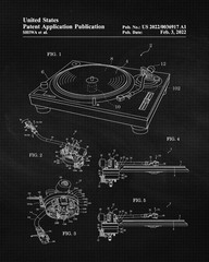Class Vinyl Record Turntable Patent Prints, 4 (8×10) Art Decor Home Work Office