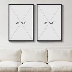 Large Framed Neutral Abstract Wall Art for 24″ W x 36″ H x 2Pcs, Minimalism