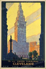 1930 Cleveland Union Terminal Vintage Style Travel Poster – 24×36