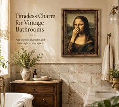Amusing Vintage Mona Lisa Canvas Wall Art – Perfect for Bathroom Decor 9x11in