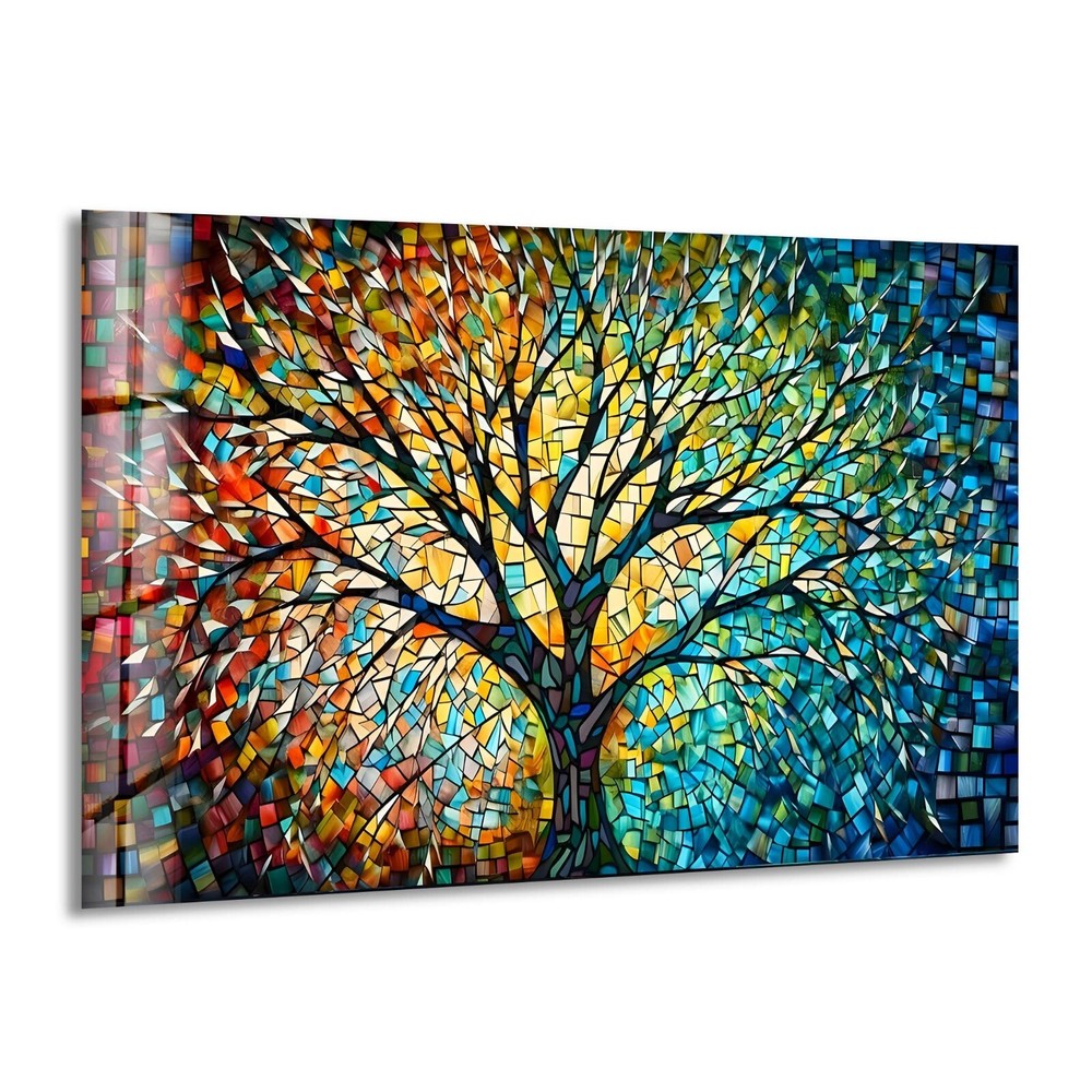 Colored Tree Glass Wall Art