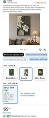 Cuspin Framed Botanical Floral Print Wall Art Vertical 24×36 Green