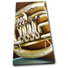 French Horn Brass Golden Musical SINGLE CANVAS WALL ART Picture Print