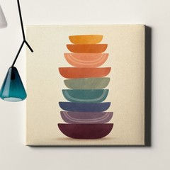 Stacked Semicircle Color Blocks Wall Art Geometric Abstract Retro