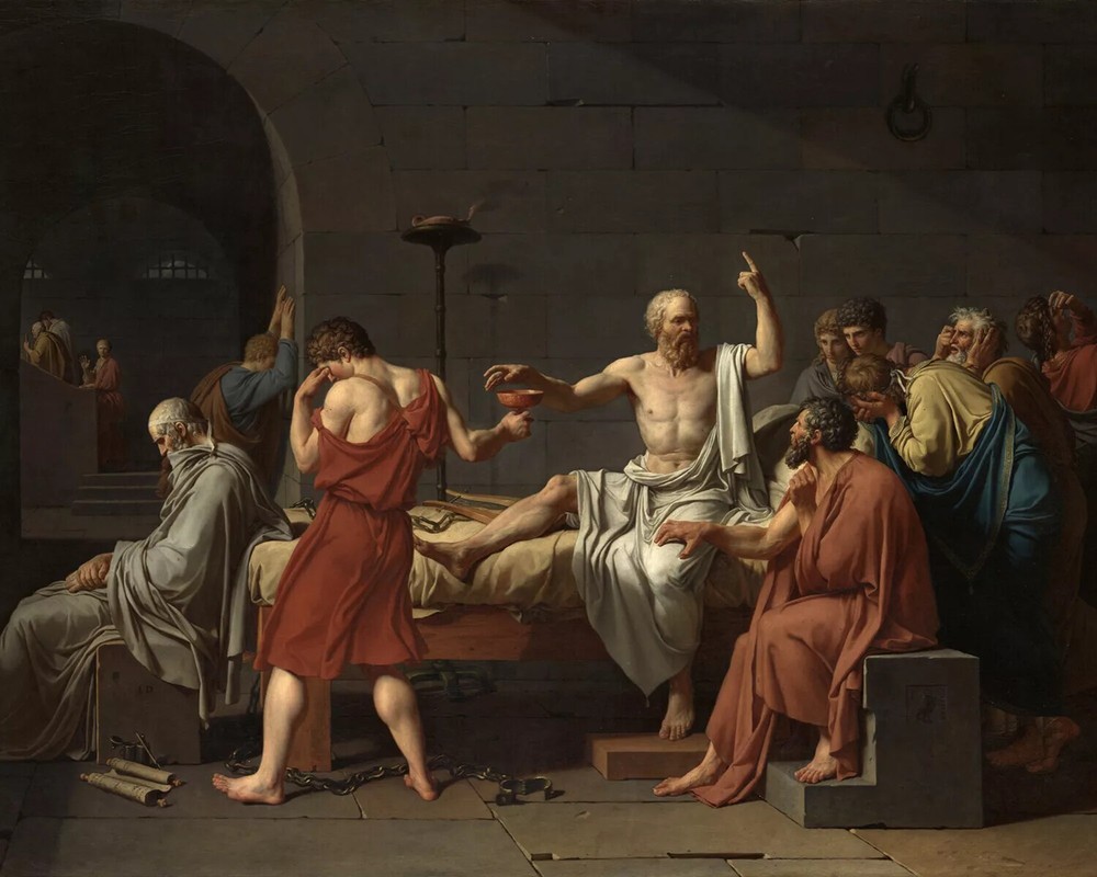 Death of Socrates 1787 Vintage Oil Painting Canvas Artwork Decor