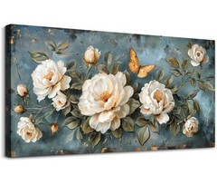 Large Panoramic Floral Canvas Wall Art Print – 48” X 24”