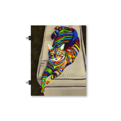 Ellie Mae Tiger Striped colorfull Rainbow Cat kitten Art Print By Amanda Norman