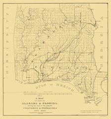 Railroad Map – Columbus and Pensacola Railroad – Colton 1836 – Vintage Wall Art