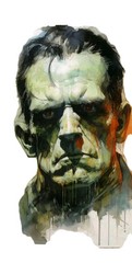 Frankenstein, Bride Of Frankenstein, Watercolor, CANVAS PRINT, WALL ART, Pair,
