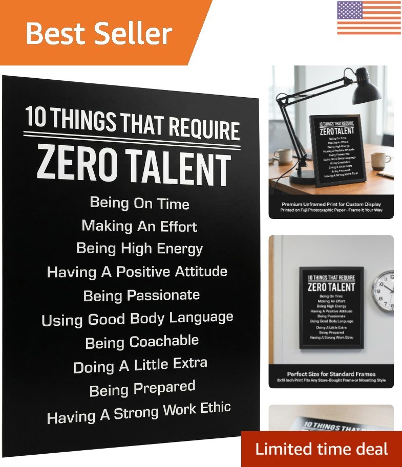 8×10 Unframed Leadership Quote Print – Discipline & Motivation for Workspaces
