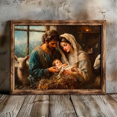 Nativity Scene Wall Art | Holy Family Christmas Canvas & Poster Print