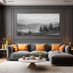 Elegant 30×60 Inch Foggy Mountain Wall Art – Perfect for Living Room & Office