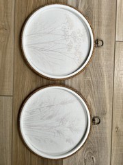 Round Botanical Wall Art Set Of Two Neutral Color Cream/Tan ￼