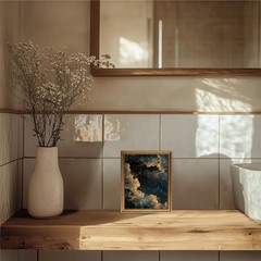 Vintage Gold Framed Moody Celestial Wall Art, Cloud Print Abstract Night Sky …