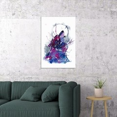 612704 Galaxy Wolf Cutout Watercolor Wall Print Poster