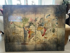 Vintage Multicolor World Map Print, Horizontal Wall Art for Office or Study