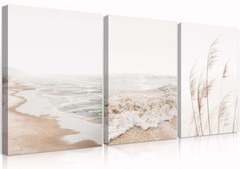 Neutral Beach Coastal Canvas Wall Art Beach Boho Botanical Pampas Grass Wall …