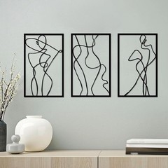 3Pcs 15.7×9.8in Metal Minimalist Abstract Woman Wall Art, Line Drawing Wall Art