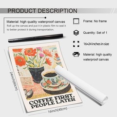 Vintage Floral Aesthetic Wall Art – Coffee Themed Canvas Prints for Kitchen &…