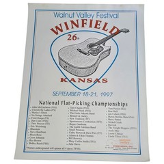 Walnut Valley Festival Bluegrass Music Winfield Kansas 1997 Poster Guitar Art