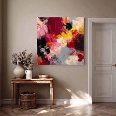 Red Modern Art Abstract Hand Painted Oil Painting Canvas Wall Mural Aesthetic
