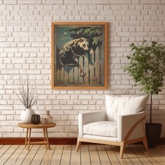 Retro POSSUM Art Poster, Opossum Moon Tree Decor, Celestial Animal Rodent Decor
