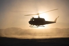 Bell UH1 Iroquois Huey Military Helicopter Poster Flying Sunset Photo Photograph