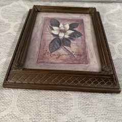 Vintage-Set of 2 Wall Art Framed with Glass Blooming Magnolia Bud Home Interiors