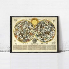 Old Celestial Map Vintage Astronomy 1700 Vintage Map | Wall Map Print Framed