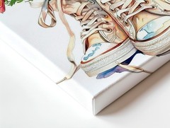 Wall Art Floral Sneakers Print Watercolor Wildflower Bouquet Canvas Home Decor