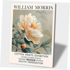 William Morris Style Peony Canvas Wall Art 16″L x 12″W Light-Colored Peony