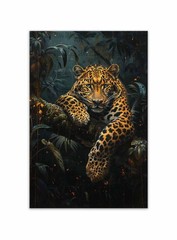Leopard Giclée Canvas Print, Jungle Wildlife Oil Painting Effect Wall Art Decor