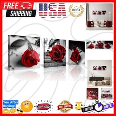 3 Pcs Red Rose Canvas Art Black and White Red Wall Art Flower Picture Prints …