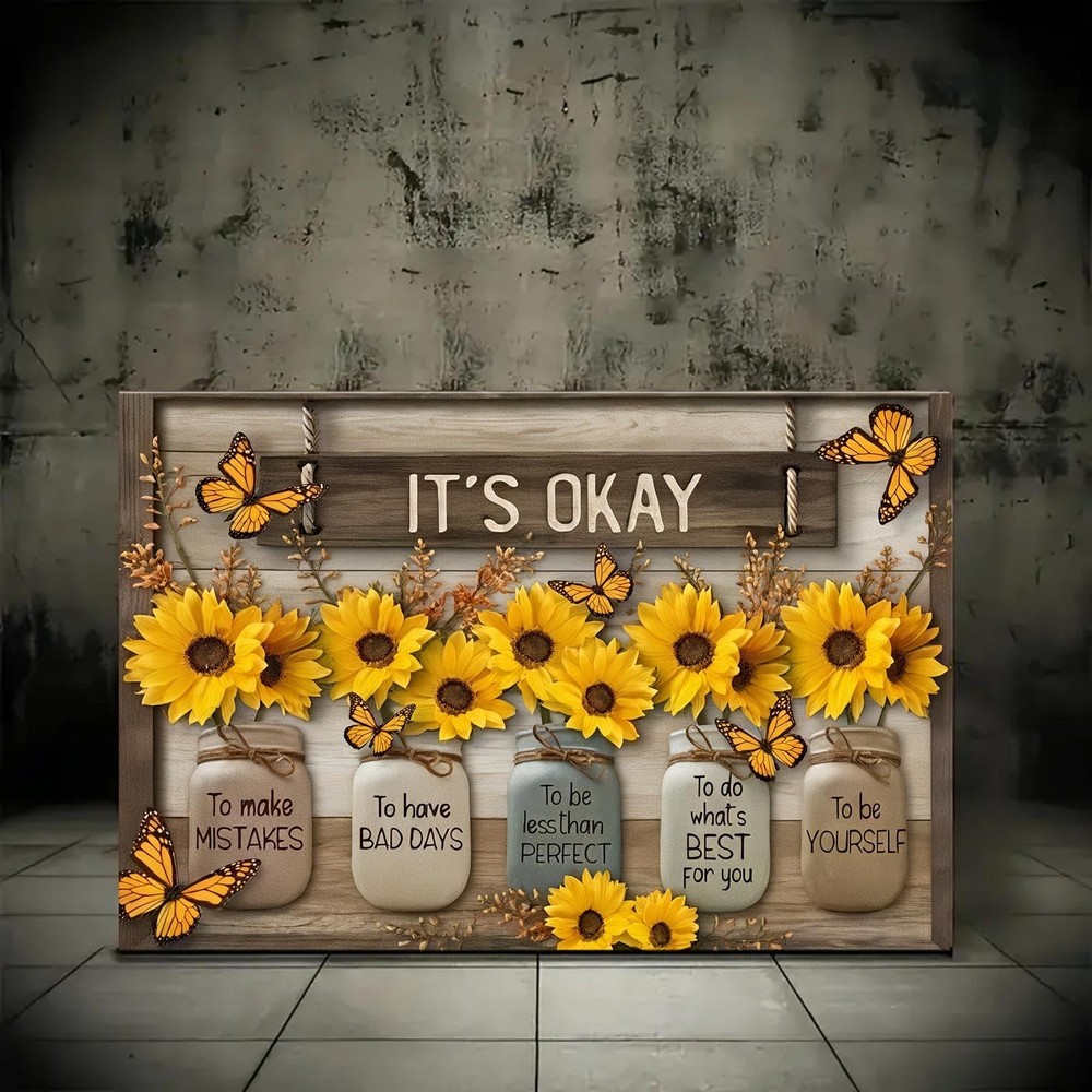 Farmhouse Sunflower Wall Art, Framed Inspirational Wall Art Living Room, Yell…