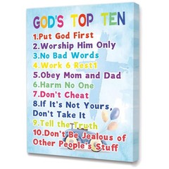God’s Rules Bible Posters for Kids – 12×15 Canvas Wall Decor