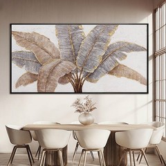 Plant Canvas Wall Art Contemporary Wall Decor Gold Pictures Textured Home Dec…