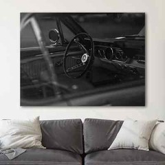 Vintage Ford Mustang Interior Sports Cars Canvas Wall Art Print