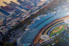 Los Angeles Dodgers Baseball Stadium, LA Skyline Urban Cityscape Photo