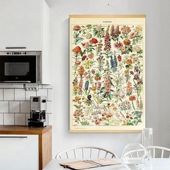 Vintage Flowers Poster Hanger Frame, Plant Floral Reference Chart Wall Decor …