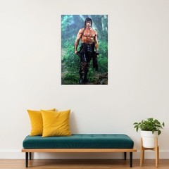 619946 John Rambo Raining Jungle Sylvester Stallone Wall Print Poster