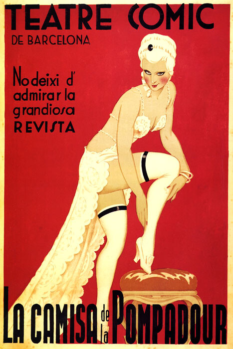 TEATRE COMIC BARCELONA LA CAMISA DE LA POMPADOUR SHOW GIRL VINTAGE POSTER REPRO