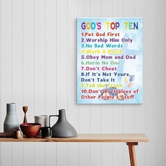 God’s Rules Bible Posters for Kids – 12×15 Canvas Wall Decor