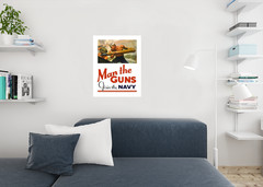 Man the Guns Join The Navy Vintage World War II Reprint Poster 24×36 inch