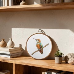 Farmhouse Hummingbird Wall Art Decor, Rustic Nature Wildflower Bird Round Wal…