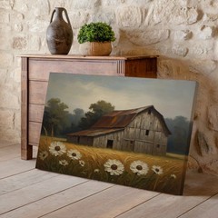 Rustic Barn Scene Canvas Wall Art Vintage Country Farmhouse Landscape Print