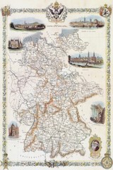 1800’S MAP GERMANY GERMAN BIRD EYE VIEW DRESDEN BOHEMIA PRUSSIA POSTER REPRO