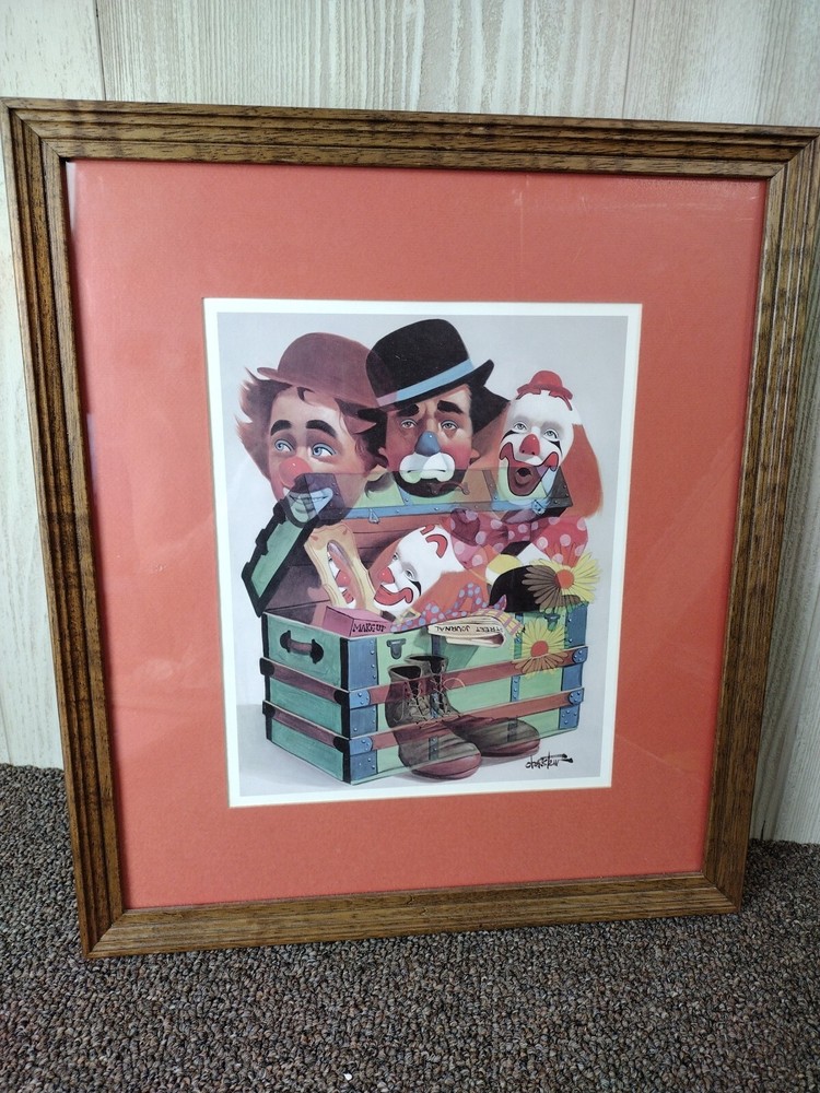 Vintage 1970s THE TRUNK Chuck Oberstein Framed COA Fine Print A.P.F. Wall Art