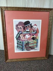 Vintage 1970s THE TRUNK Chuck Oberstein Framed COA Fine Print A.P.F. Wall Art