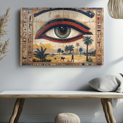 Canvas Protection Daily Life Egyptian Traditional Centered Around Large Wall Art